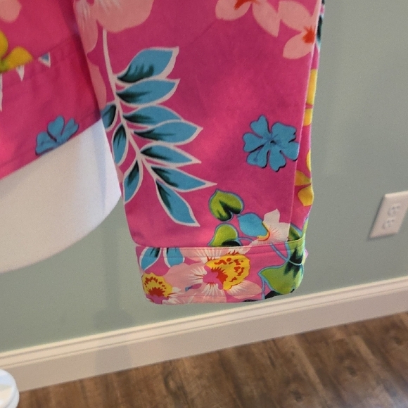 Mirette Pink Jacket With Blue , Green And Yellow Floral Pattern Size Large - Picture 7 of 12